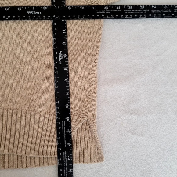 Abercrombie & Fitch Sz S Heathered Oatmeal Collared Notch Neck Knit Sweater - Picture 9 of 9